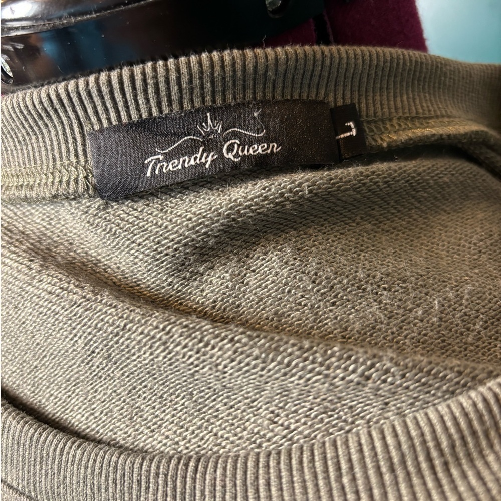 Trendy Queen Gray Green Oversized Sweatshirt - Picture 5 of 5